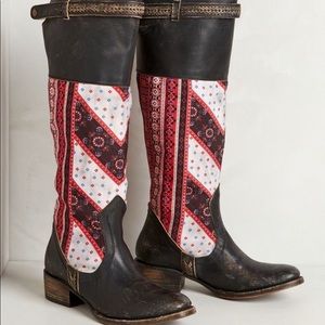 Freebird by Steven Sulli leather and cloth boot. Steve Madden. Blanket boots